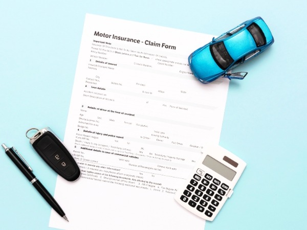 Mini Blue Car with Insurance Form