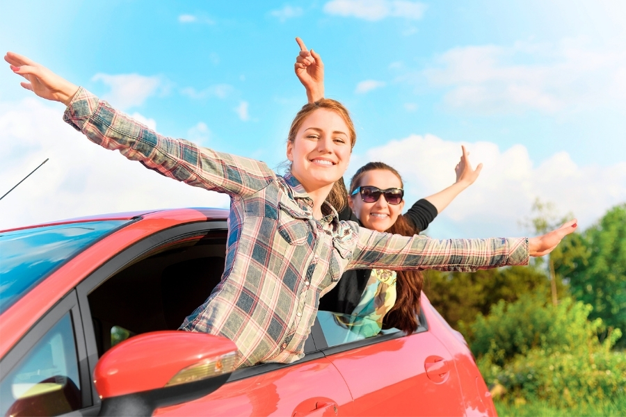 Woman Driving in Nature